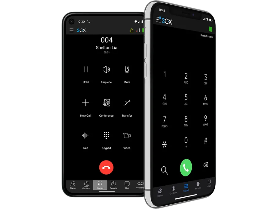 App 3CX em um Android e em um iPhone